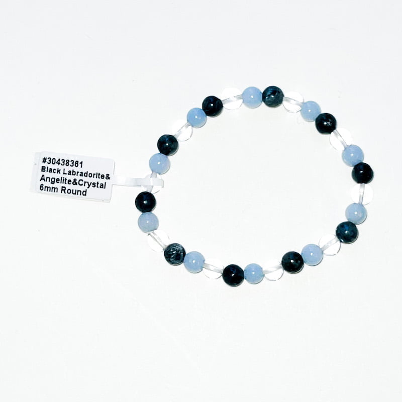 Angelite, Black Labradorite, Clear Quartz Bracelet image 0