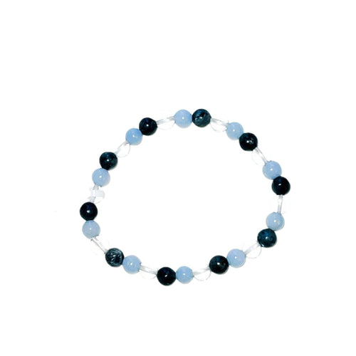 Angelite, Black Labradorite, Clear Quartz Bracelet image 0