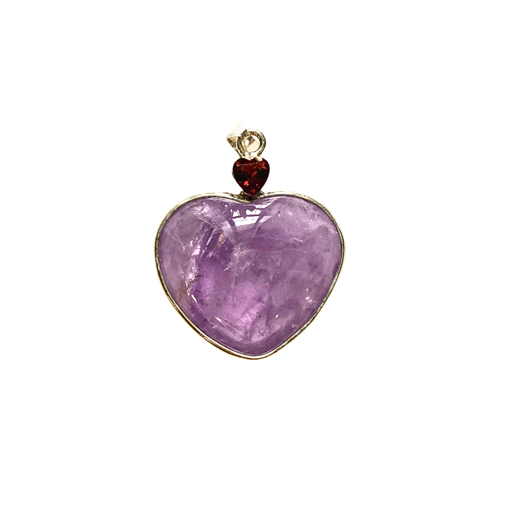 Amethyst Heart Pendant with Garnet image 0