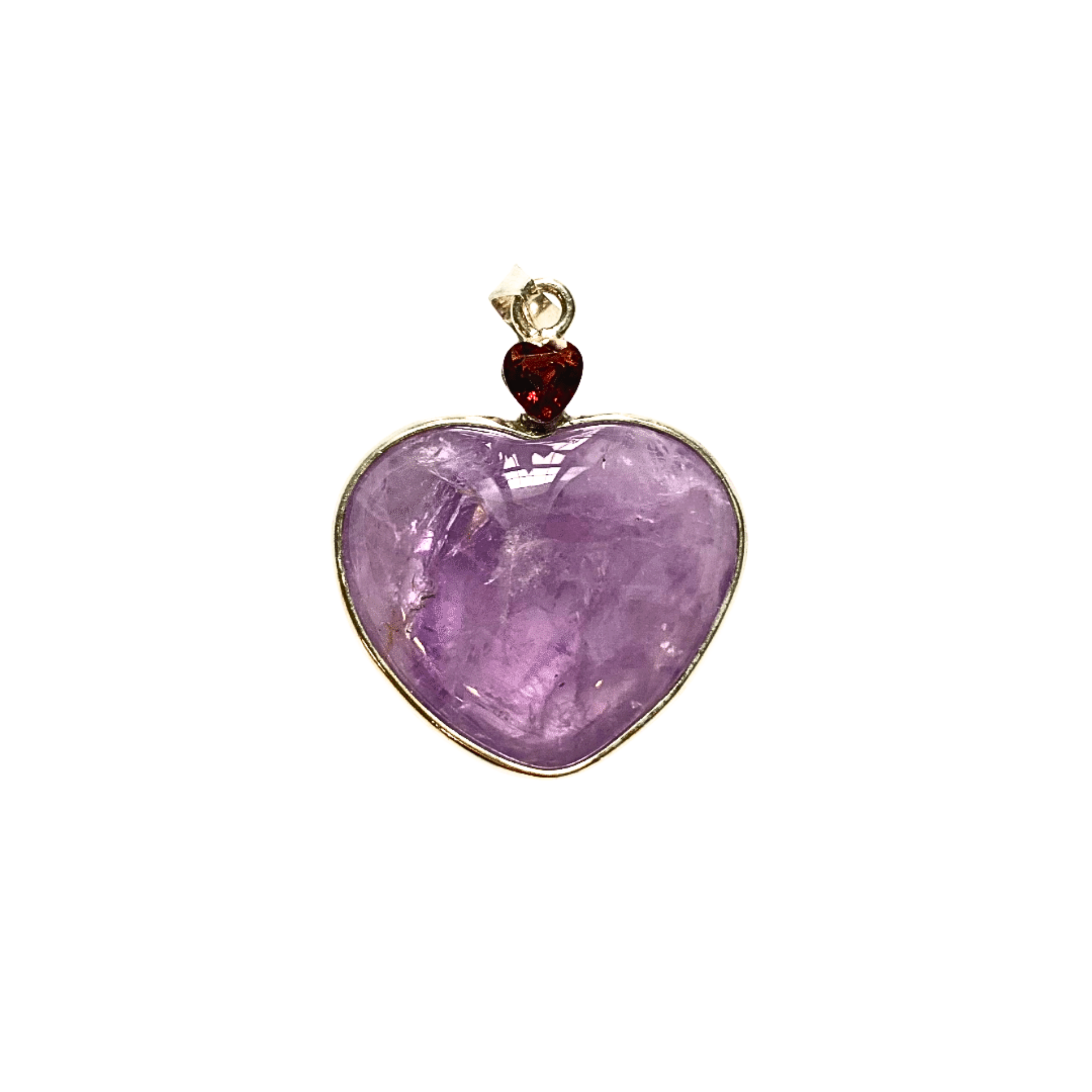 Amethyst Heart Pendant with Garnet image 0