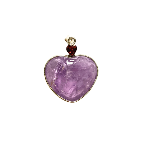 Amethyst Heart Pendant with Garnet image 0