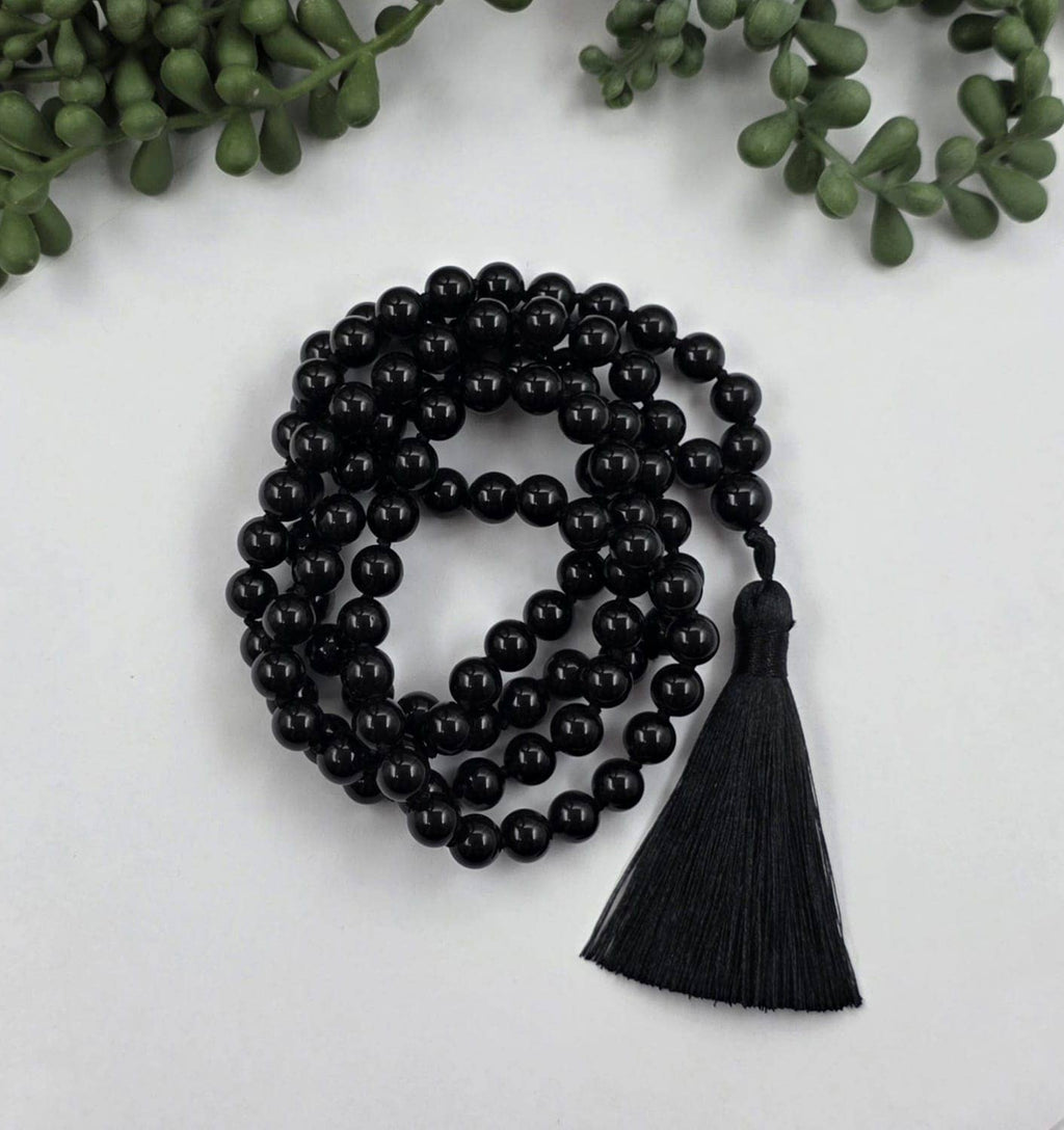 Black Obsidian Mala Beads 8mm Knotted