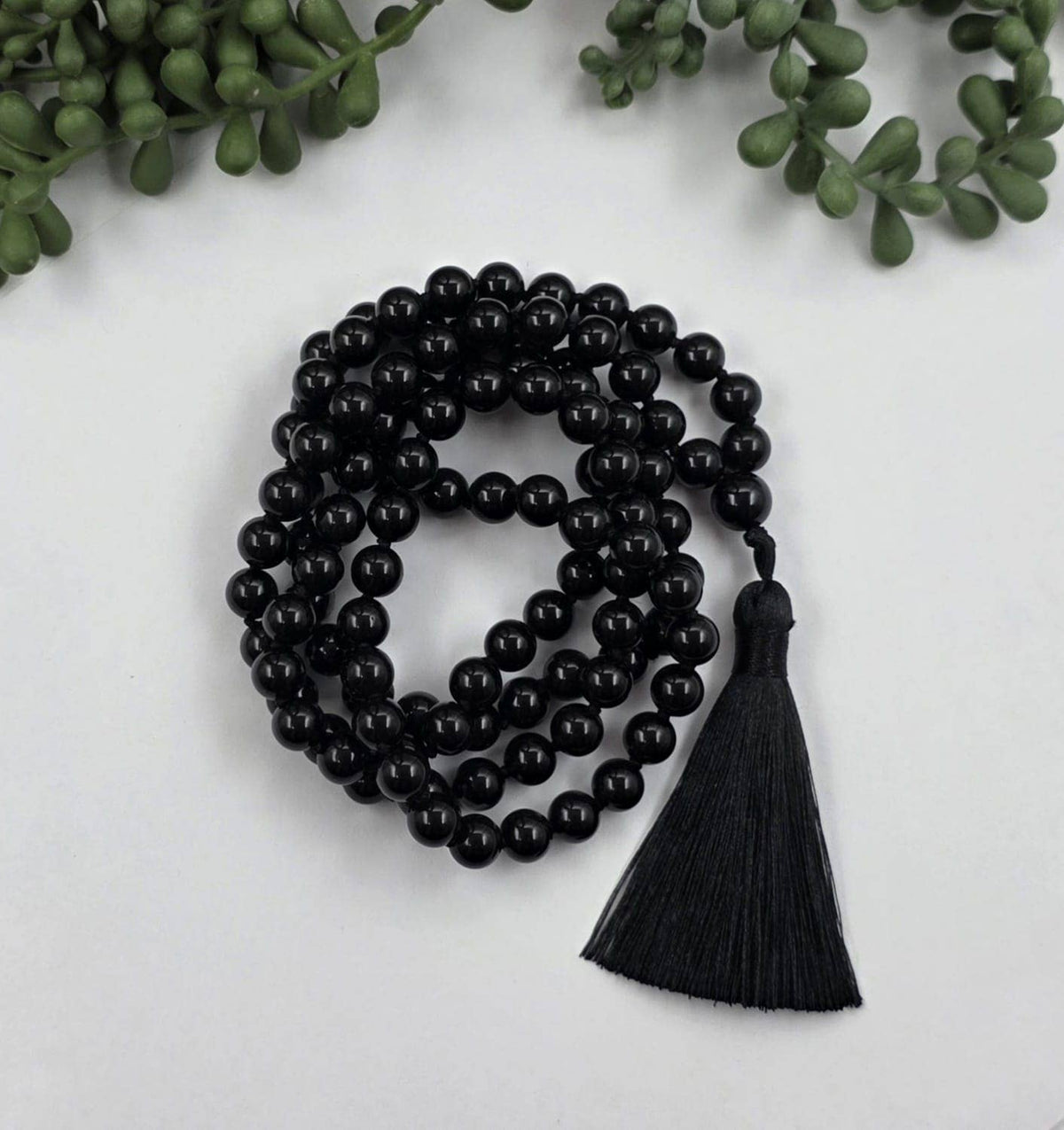 Black Obsidian Mala Beads 8mm Knotted