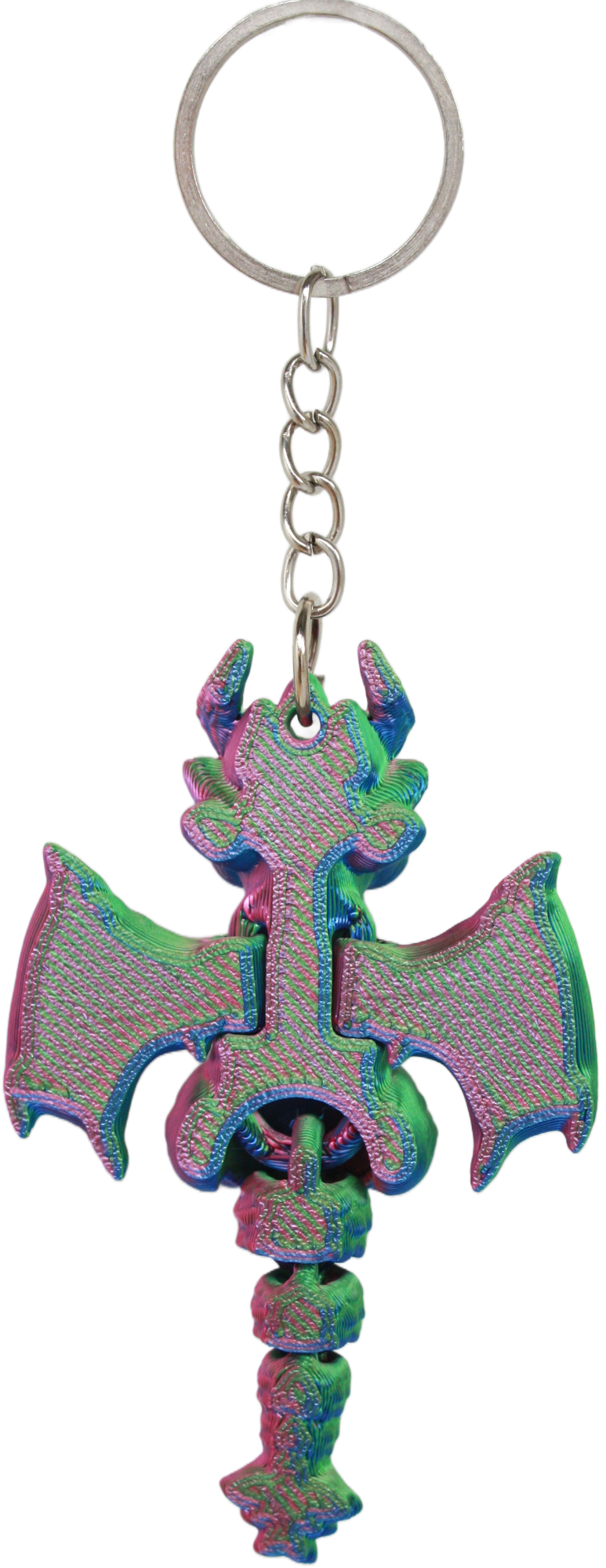 Purple Green Iridescent Dragon Keychain