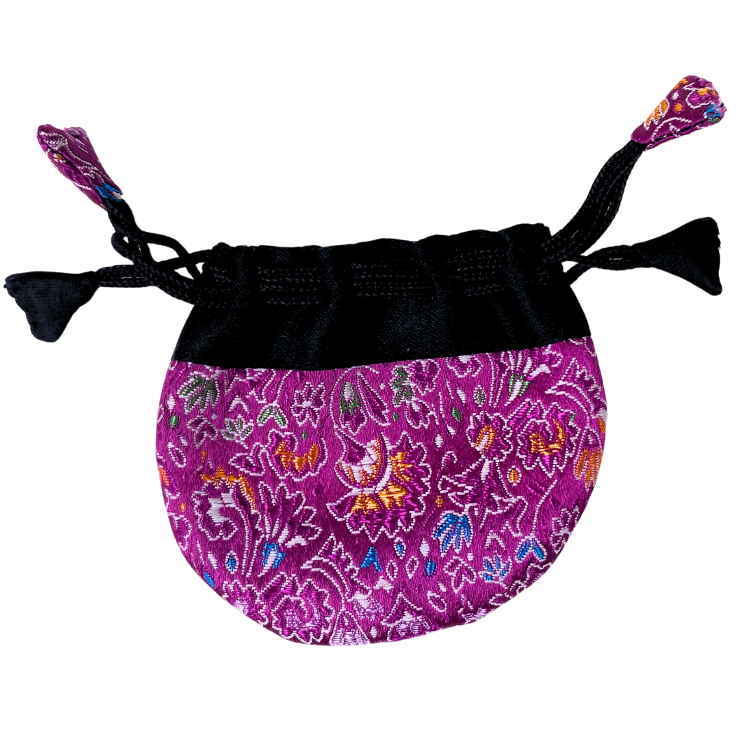 Magenta Flower Brocade Drawstring Bag image 0