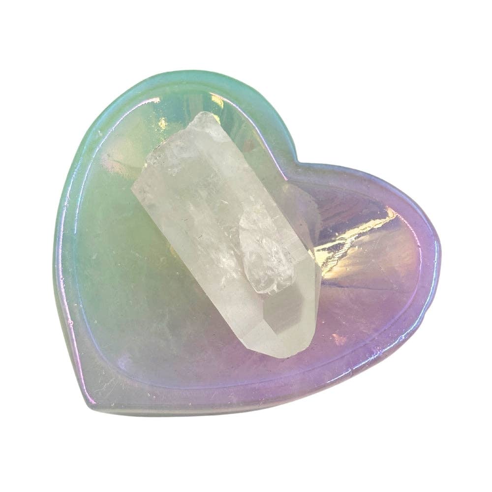 Aura Rainbow Quartz Heart-Shaped Trinket Dis