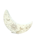 Selenite Crescent Moon engraved with Sun, Moon, and Stars image 0