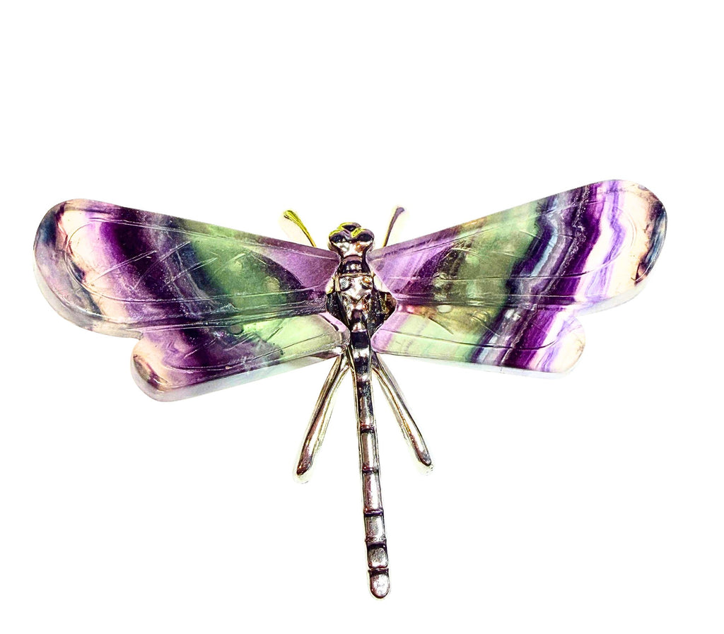 Fluorite butterfly on silver stand
