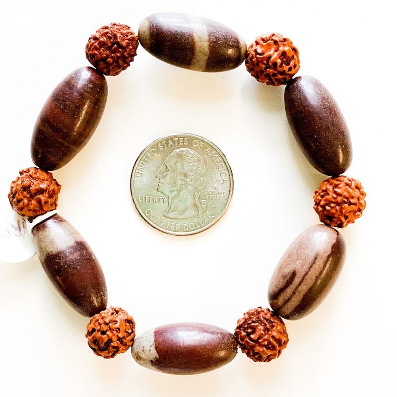Shiva Lingham Stone & Rudraksha Seed Bracelet image 1