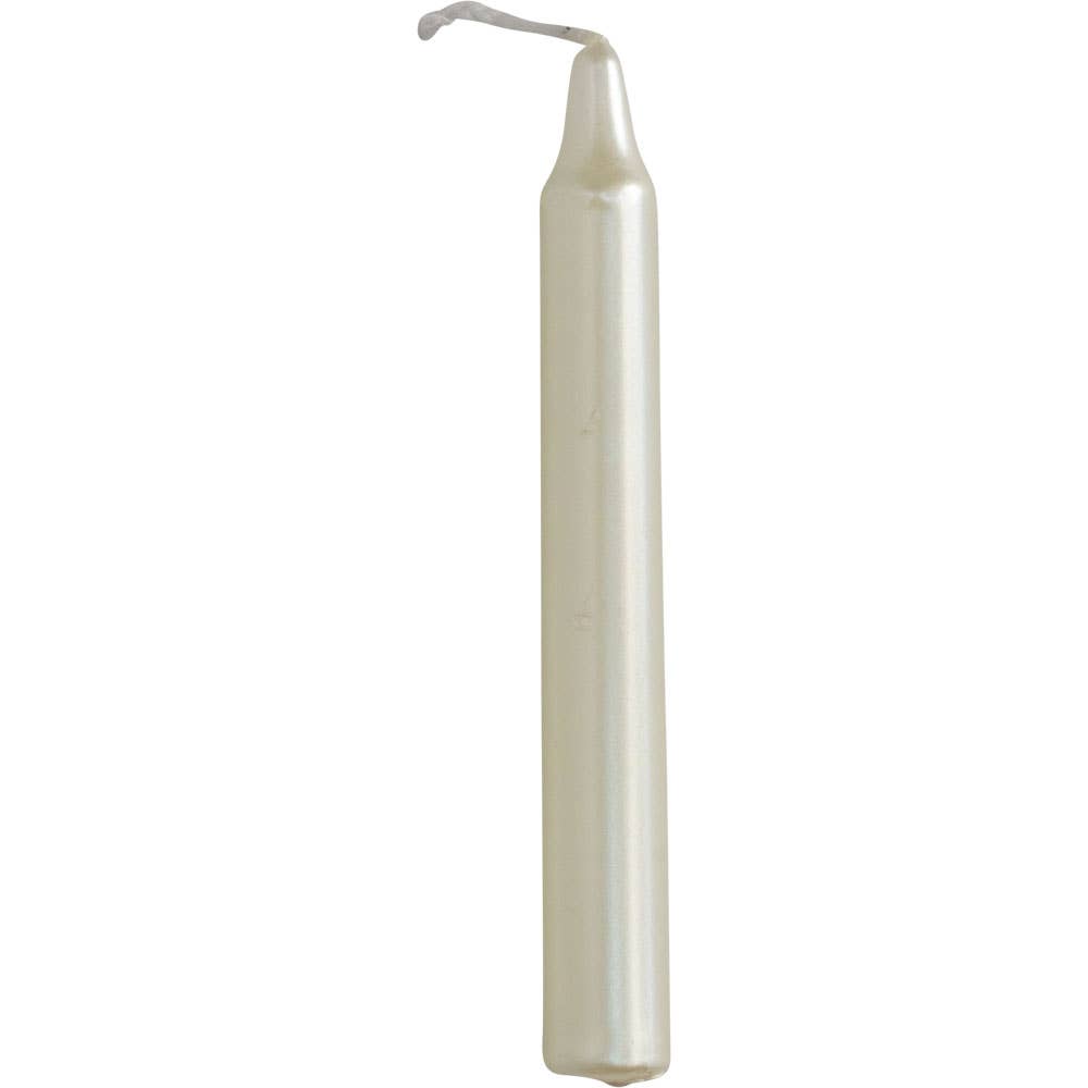 Mini Metallic White Chime Taper Candle 4″- 5″