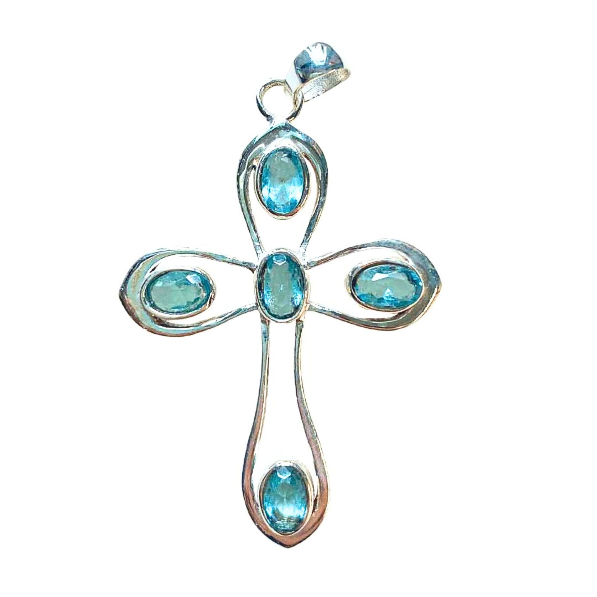 Blue Topaz Cross Pendant image 0
