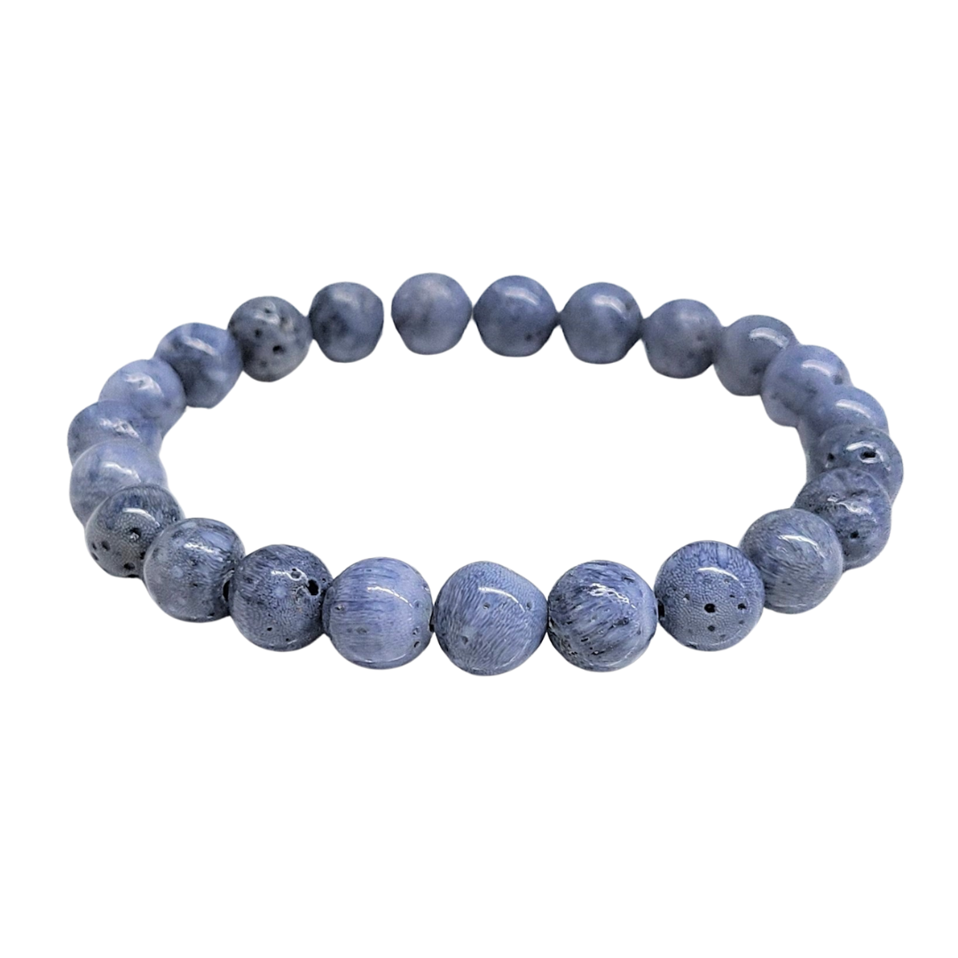 Blue Coral Bracelet 8mm Larger Wrist image 0