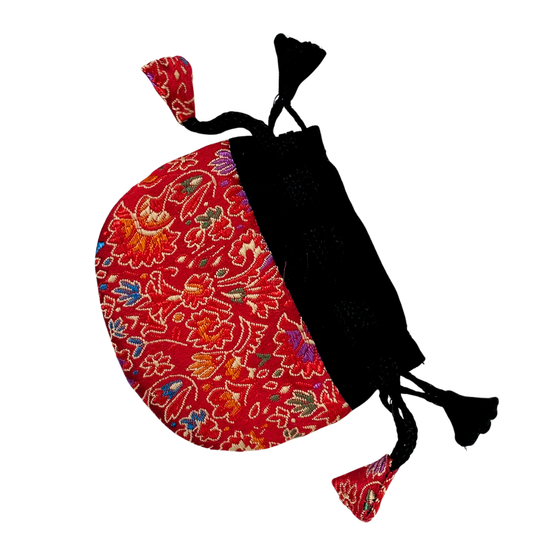 Red Flower Brocade Drawstring Bag image 0