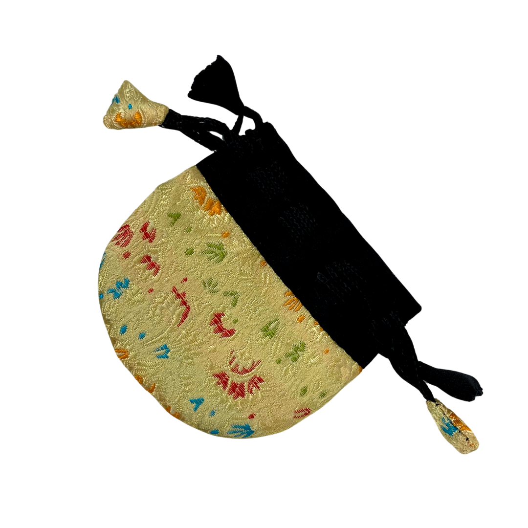 Gold Flower Brocade Drawstring Bag image 0