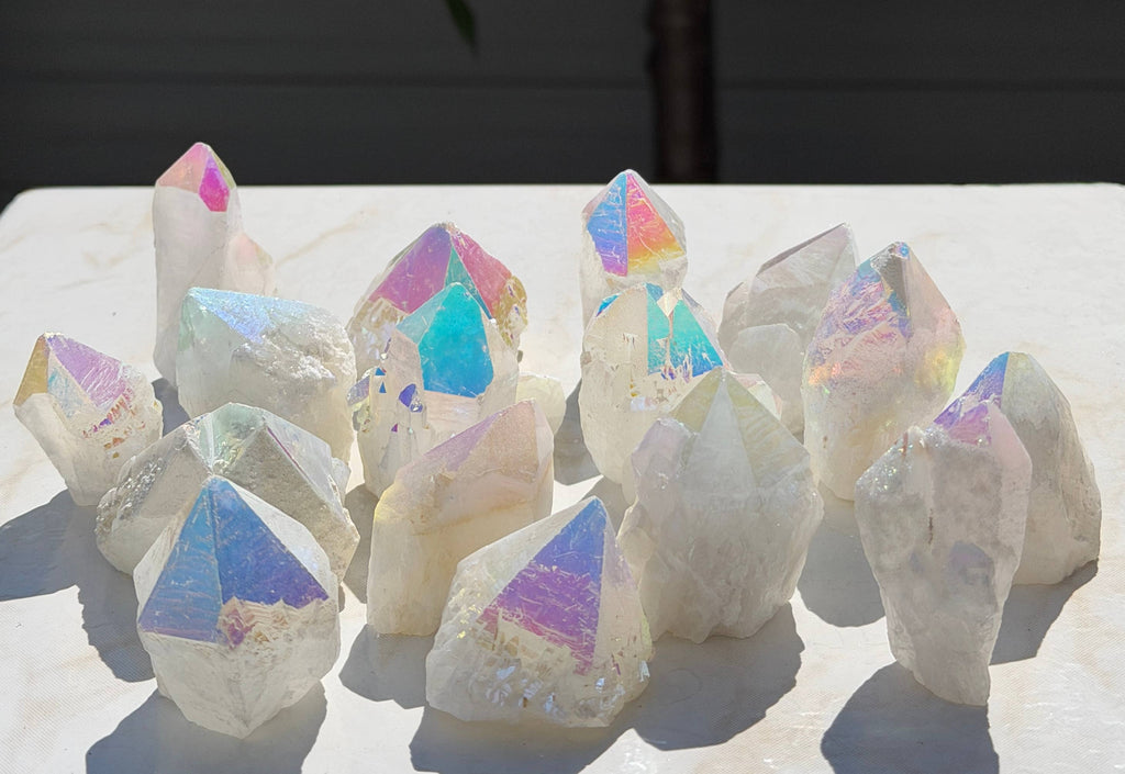Angel Aura Rough Candle Quartz Crystal Point