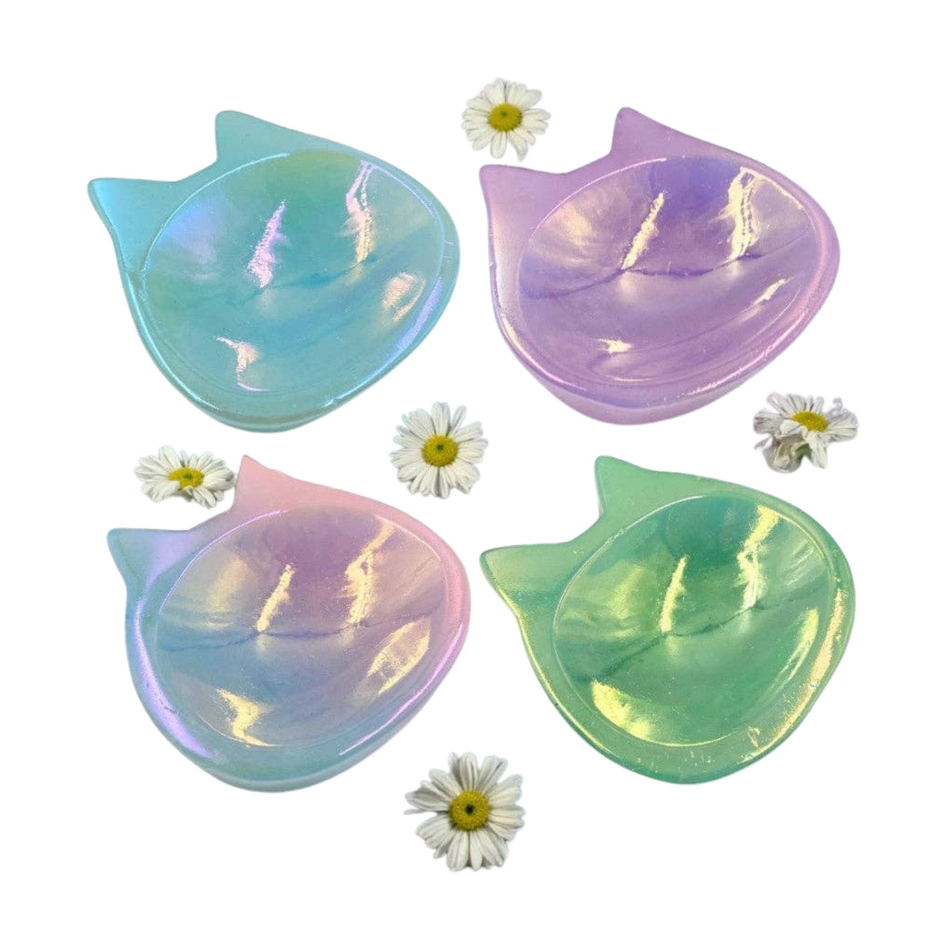 Aura Rainbow Quartz Cat Trinket Dish