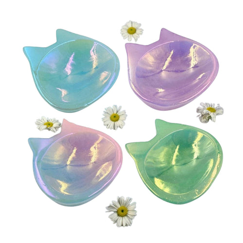 Aura Rainbow Quartz Cat Trinket Dish