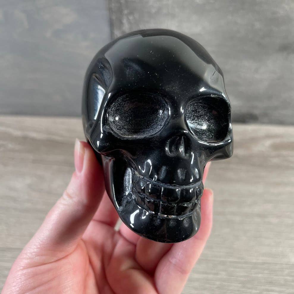 Large Black Obsidian Crystal Skull