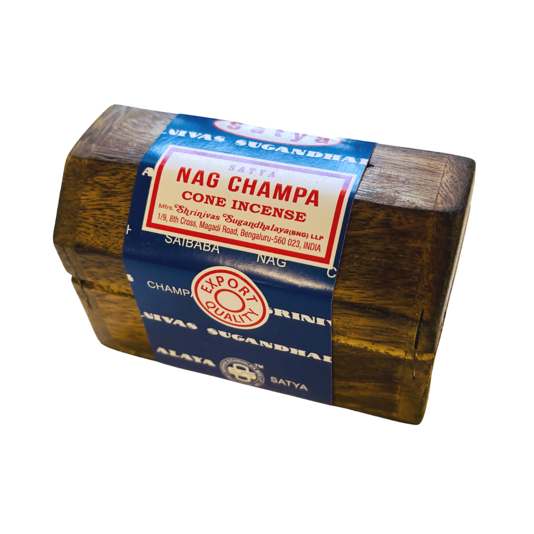 Nag Champa Incense Cones in Wood Box Satya image 0