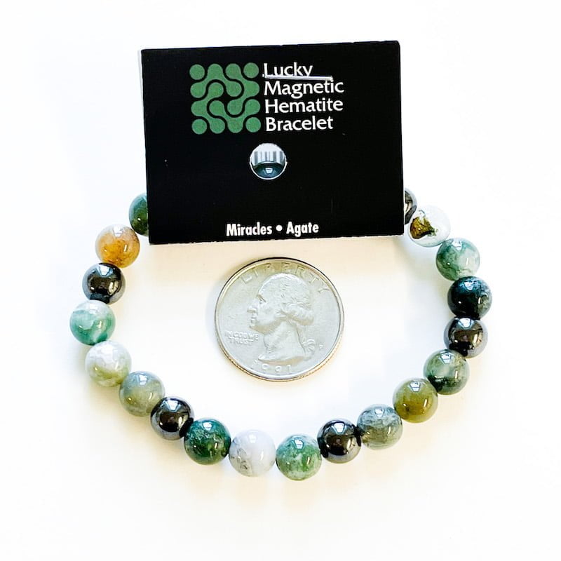 Agate Bracelet with Magnetic Hematite image 0