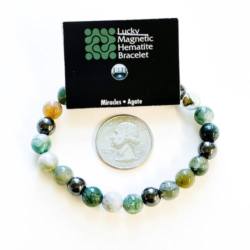 Agate Bracelet with Magnetic Hematite image 0