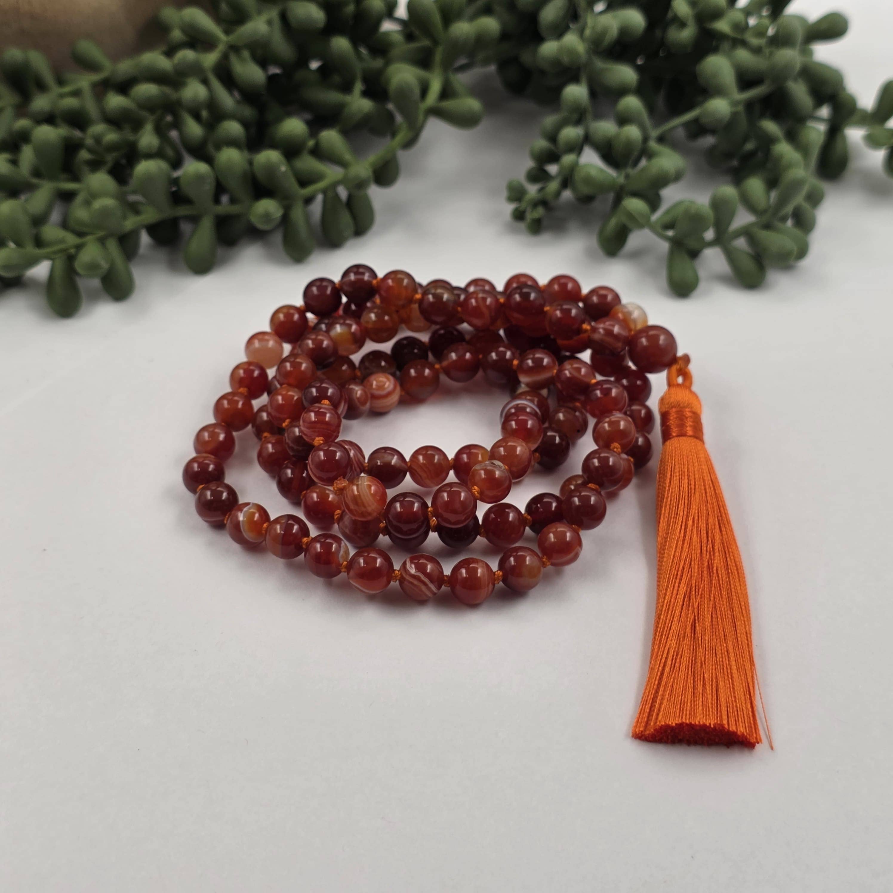 Carnelian Mala Beads 8mm Knotted
