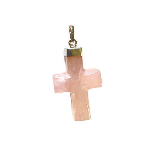 Rose Quartz Cross Pendant image 0