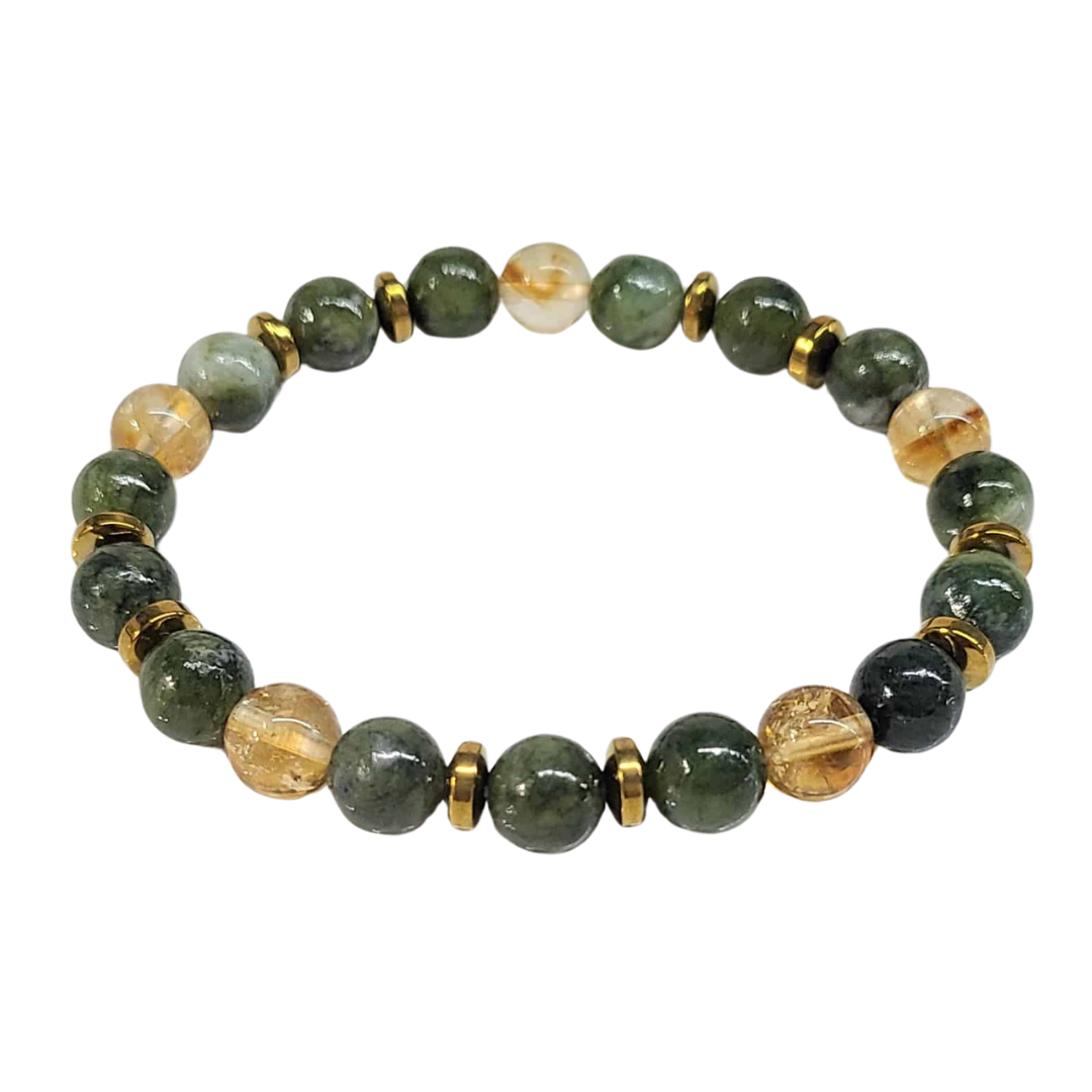 Jade and Citrine Bracelet 8mm with Gold Spacers image 0