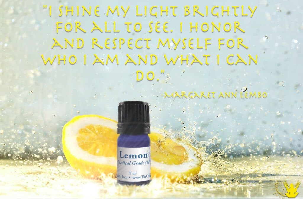 Lemon Essential Oil Affirmation. Lemon helps when you are recovering from the blues, as it aids in releasing the symptoms of depression.