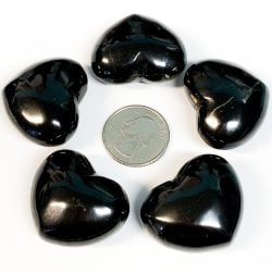 Shungite Hearts with Quarter for scale
