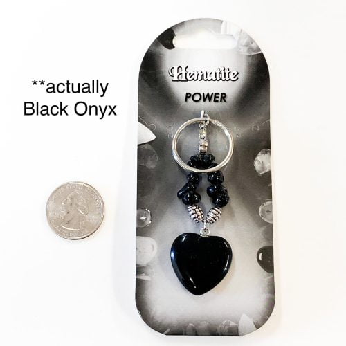 Black Onyx Gemstone Keychain