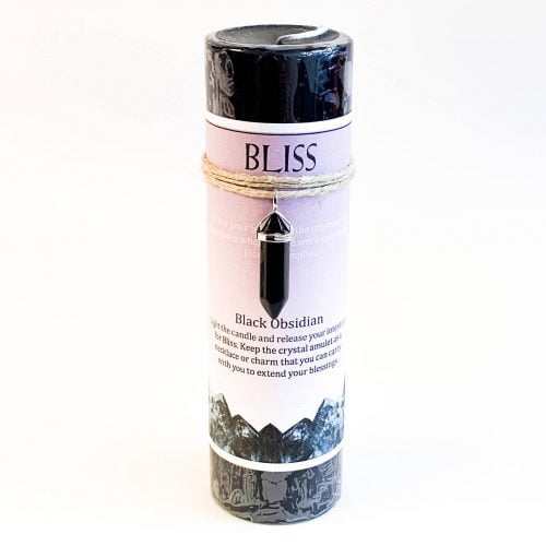 Bliss Energy Candle with Black Obsidian Pendant