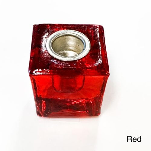 Chime Candle Holder Glass Cube - Red