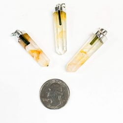 Golden Healer Quartz with Green Tourmaline Pendant
