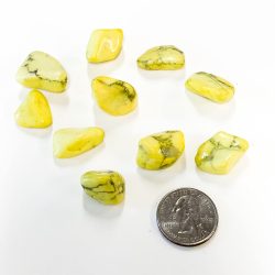 Yellow Dyed Howlite Tumbled with Quarter