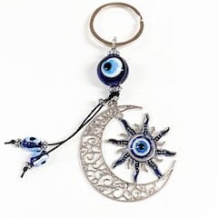 moon and star evil eye keychain