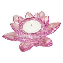 Crystal Lotus Candle Holder - Pink
