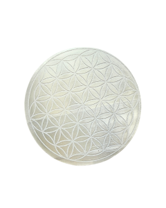 Selenite Round Flower of Life Grid