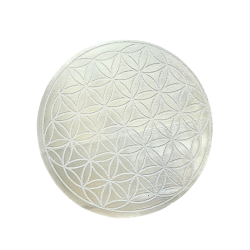 Selenite Round Flower of Life Grid