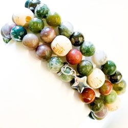 Amethyst Springtime Mother of Pearl Moon & Star Gemstone Bracelets Rose Quartz and Chrysoprase Amazonite