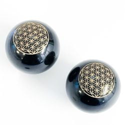 Black Tourmaline with Gold Flower of Life