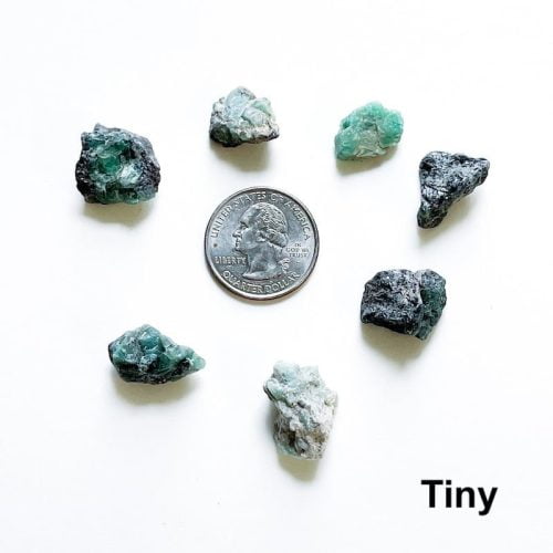 Emerald Rough Tiny with Quarter