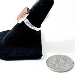 Orange Kyanite Size 7 Ring Side with Quarter