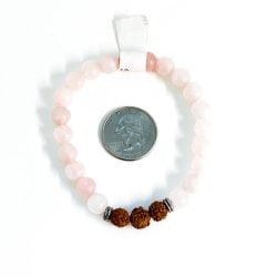Rose Quartz Bracelet with Rudraksha with Quarter