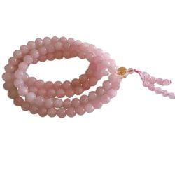 Rose Quartz Mala - seed bead and bead tassel
