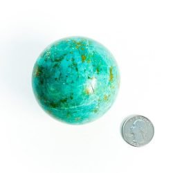 Chrysocolla Sphere with Quarter