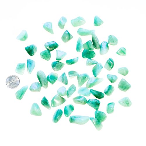 Green Aventurine Tumbled Stone Small with Quarter