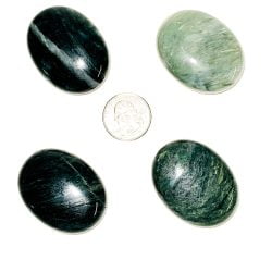 Green Hair Jasper Palm Stones with Quarter