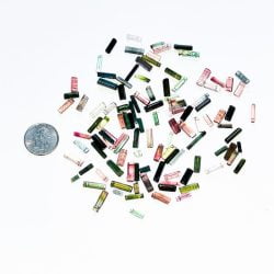 Green and Pink Tourmaline Beads with Quarter
