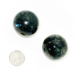 Labradorite Spheres with Quarter